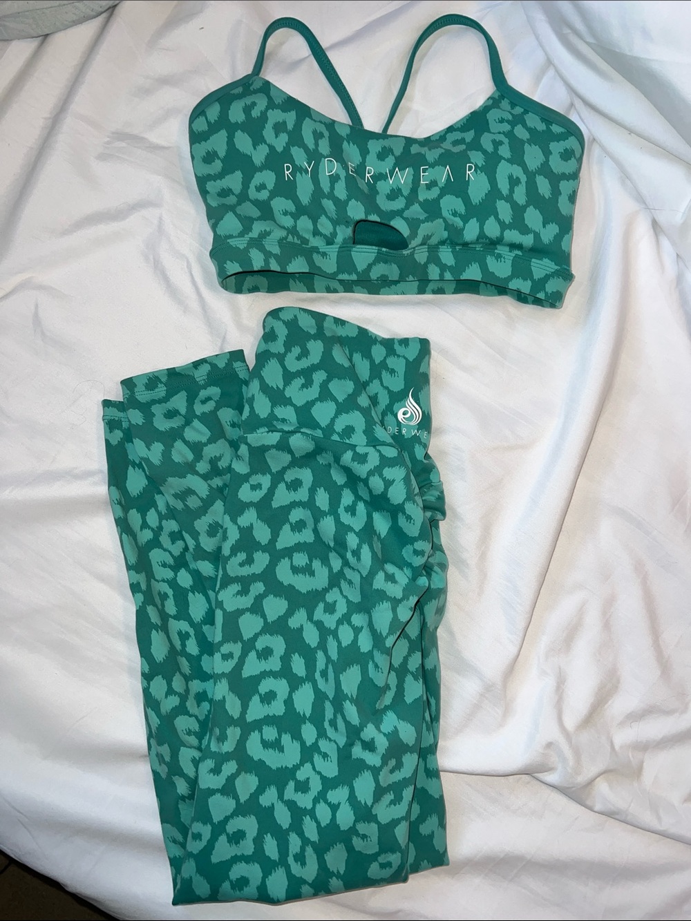 Ryderwear Teal Leopard Print Kids Leggings